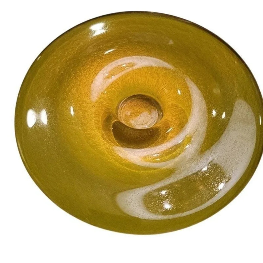 MCM Glass Disc Tea Light Candle Holder, Chartreuse, Eclectic Home Decor‎ 8